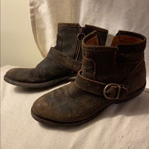 Fiorentini + Baker Brown Suede Ankle Boots with Buckle